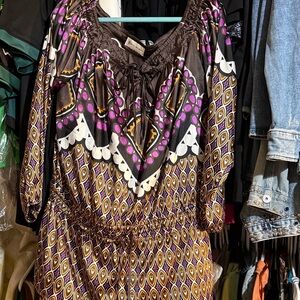 Bill Blass Brown and White Dress